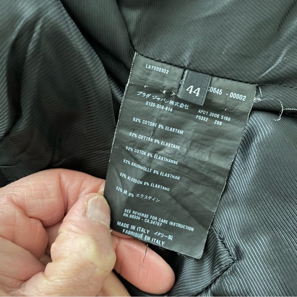Prada Blazer Jacket Black Made in Italy Size 12 equivalent to EU 44 Three Snap - Picture 14 of 15